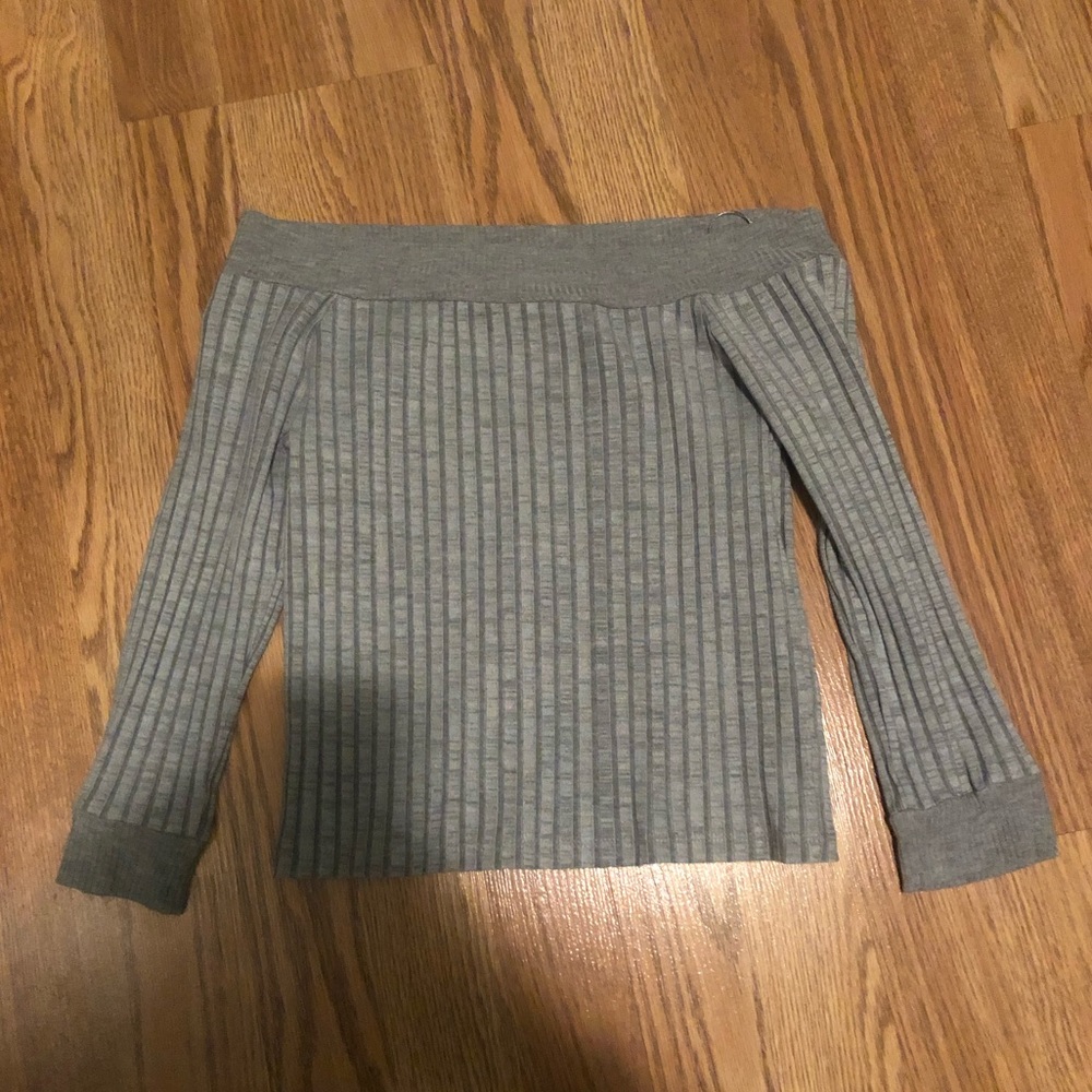 Topshop Gray Off the Shoulder Top